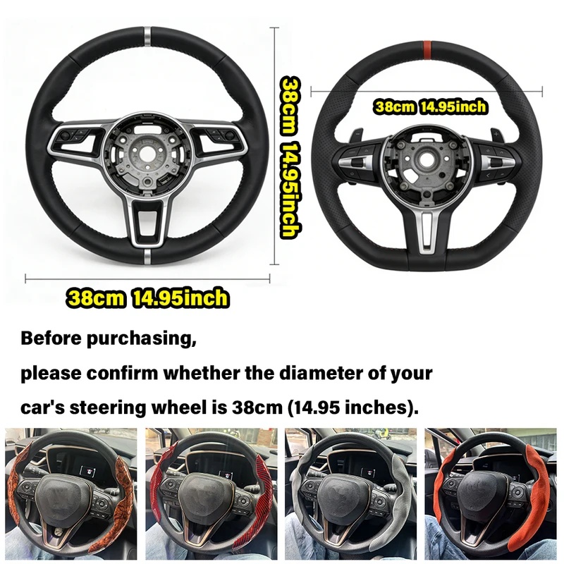 2PCS Universal Round Car Steer - Car Steering Wheel Cover Anti Slip Breathable recension och pris