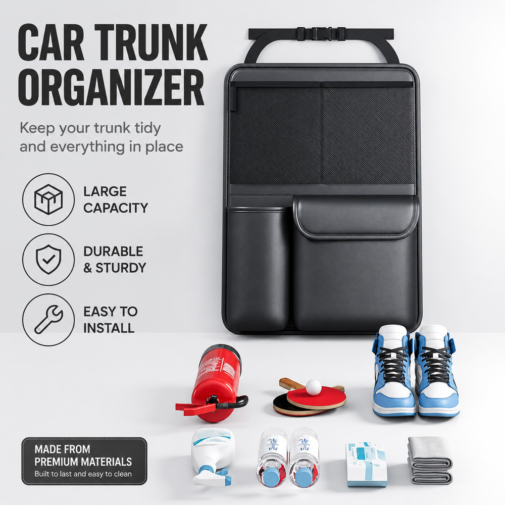 1Pc Kcimo Hanging PU Leather C - Car Trunk Organizer Foldable Storage Box recension och pris